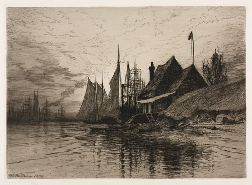 Evening, New York Harbor by Henry Farrer, print, 1884