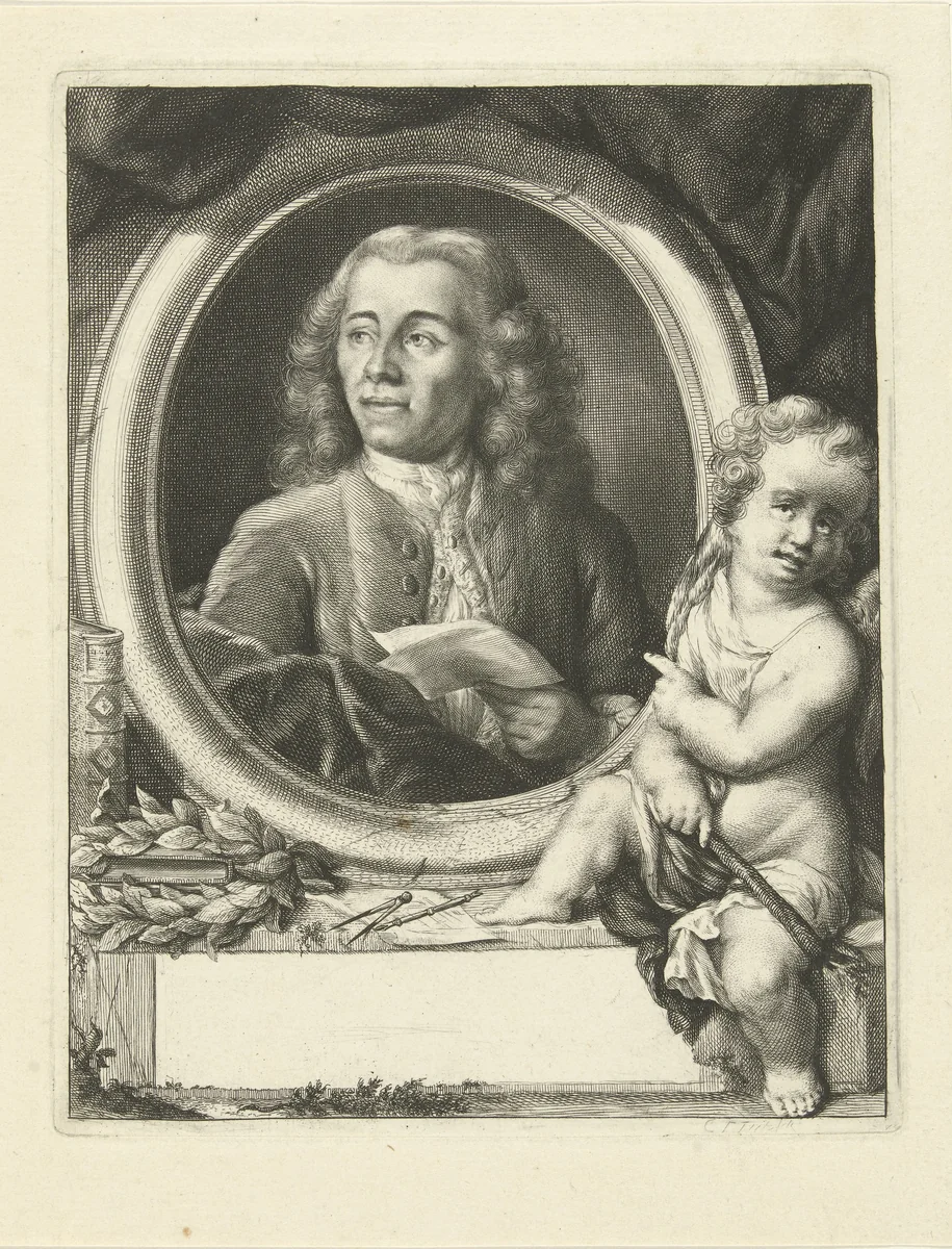Portret van Abraham de Haen by Christian Friedrich Fritzsch, print, 1745-1800