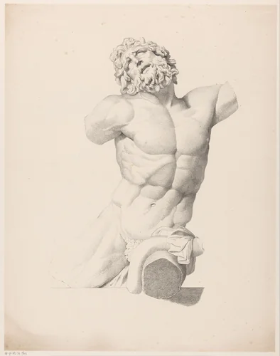 Torso van de Laocoön by Jean Augustin Daiwaille, print, 1820-1833