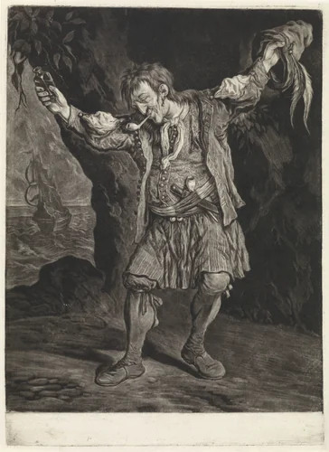 De Oost-Indiëvaarder, 1695 by Cornelis Dusart, print, 1695-1704