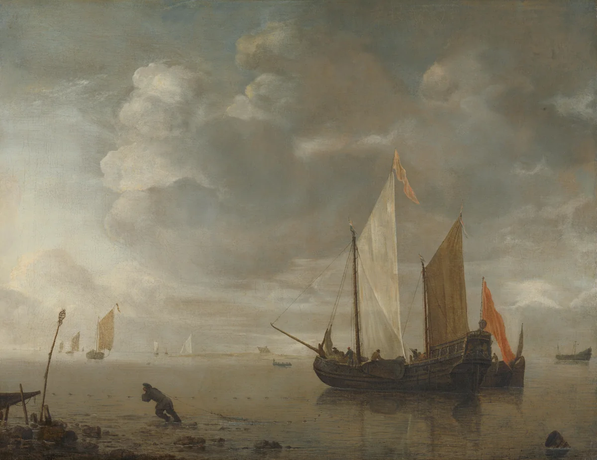 Calm Sea by Hendrick Jacobsz. Dubbels, painting, 1650-1676