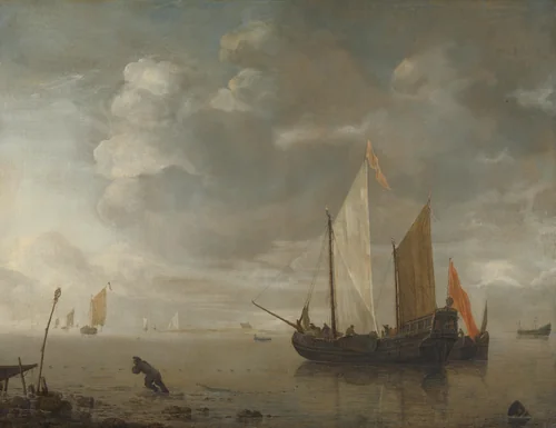 Calm Sea by Hendrick Jacobsz. Dubbels, painting, 1650-1676