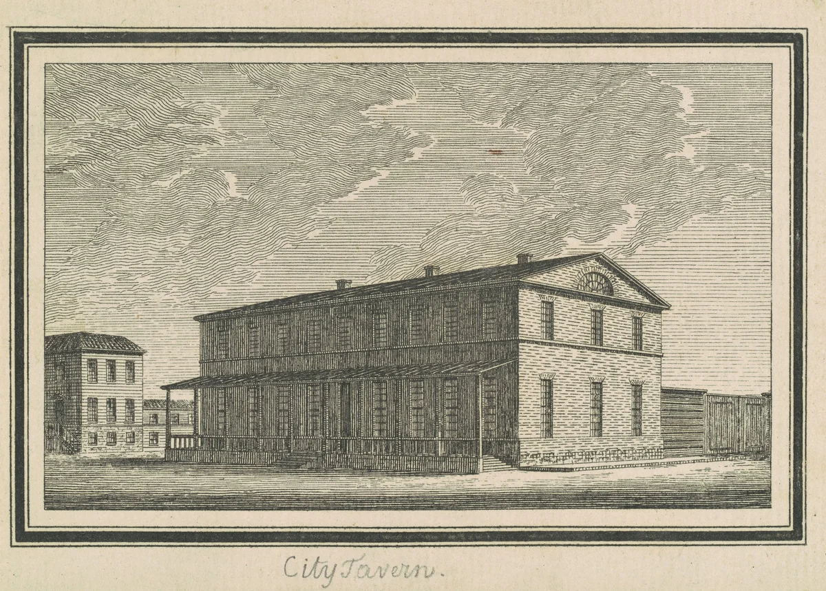 Esperanza, City Tavern by Charles B. J. Févret de Saint-Mémin, print, 1795