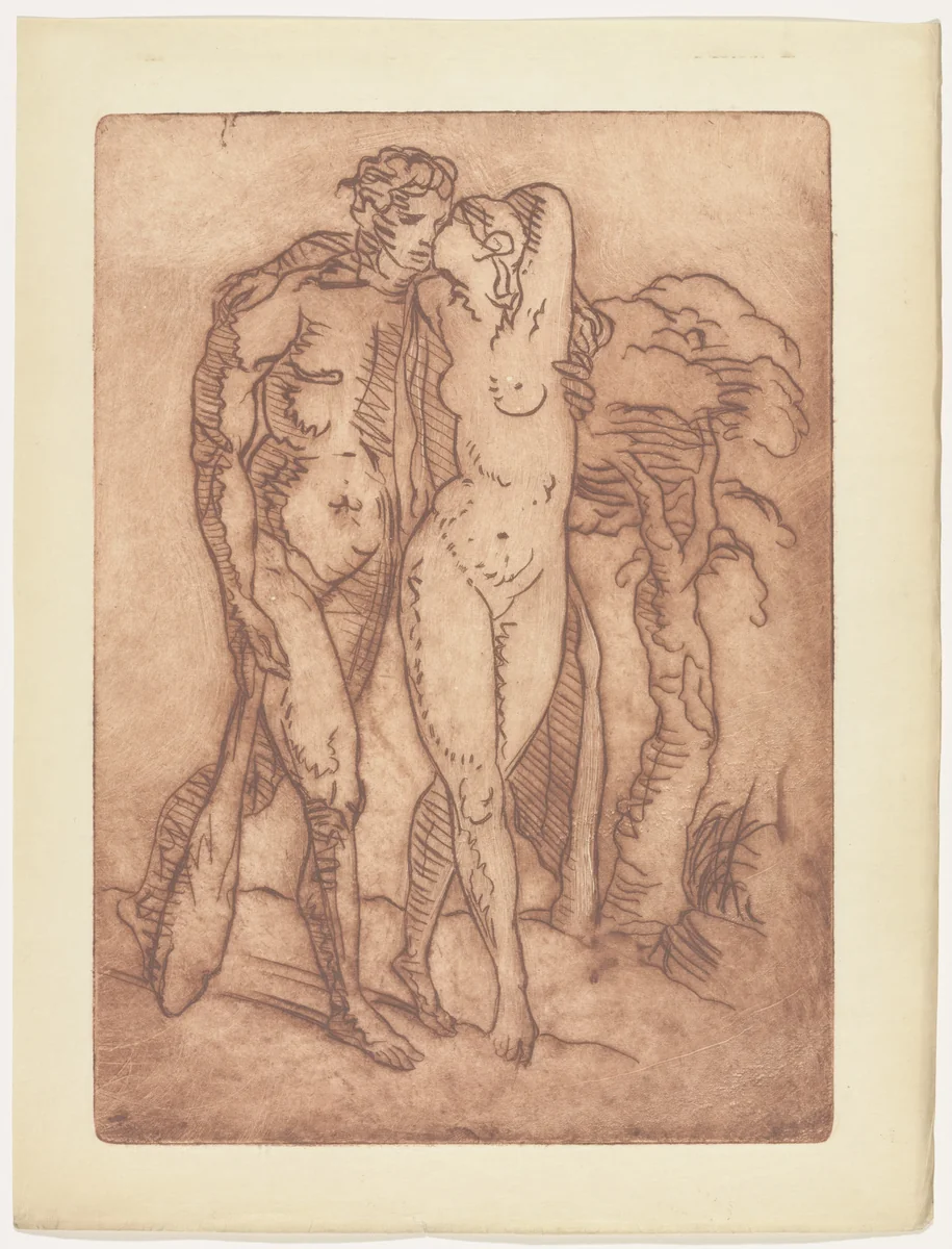 Hercules and Omphale (plate, folio 96) from Les Amours (The Loves) by Émile Bernard, illustrated book, 1915