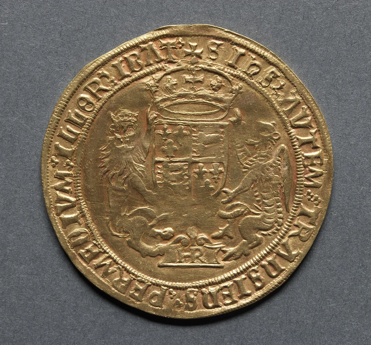 Sovereign (reverse) by Unknown, metalwork, 1544-1547