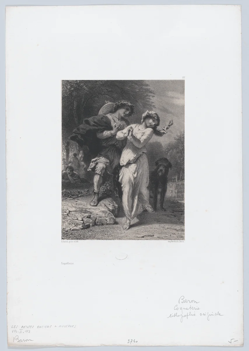 Flirtatiousness by Henri-Charles-Antoine Baron, print, 1854
