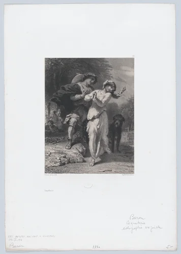 Flirtatiousness by Henri-Charles-Antoine Baron, print, 1854