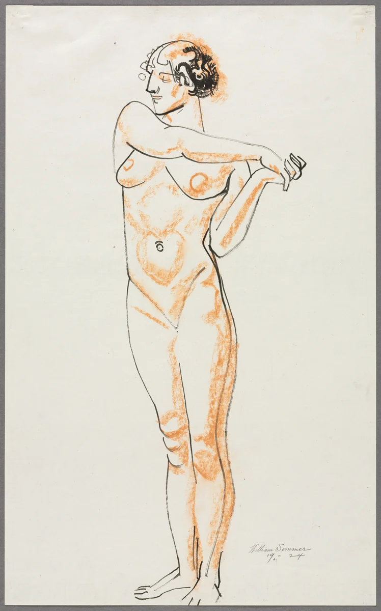 Female Nude by William Sommer, drawing, 1924