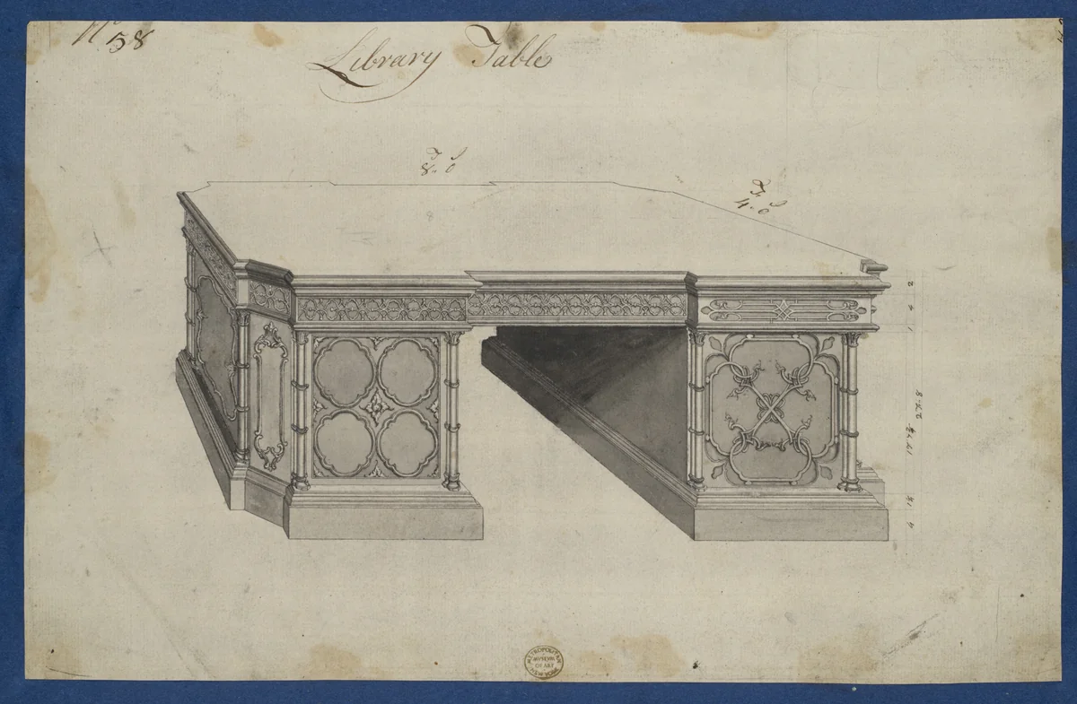 Library Table, from Chippendale Drawings, Vol. II by Thomas Chippendale, drawing, 1753