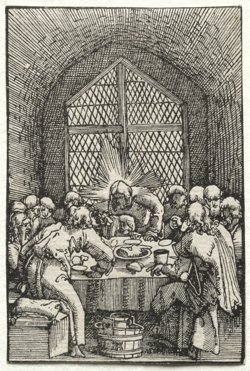 The Fall and Redemption of Man: The Last Supper by Albrecht Altdorfer, print, 1510-1520