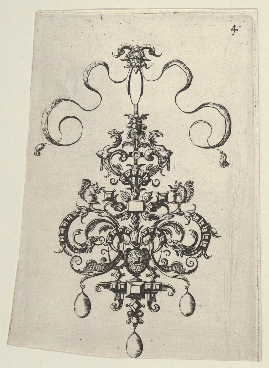 Reverse Copy of Design for a Pendant, from Ars His Myronis Nobilis Effingitus Pagellulis by Paul Birckenhultz, print, 1595-1605