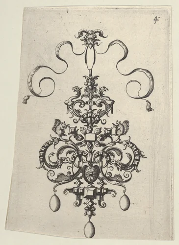 Reverse Copy of Design for a Pendant, from Ars His Myronis Nobilis Effingitus Pagellulis by Paul Birckenhultz, print, 1595-1605
