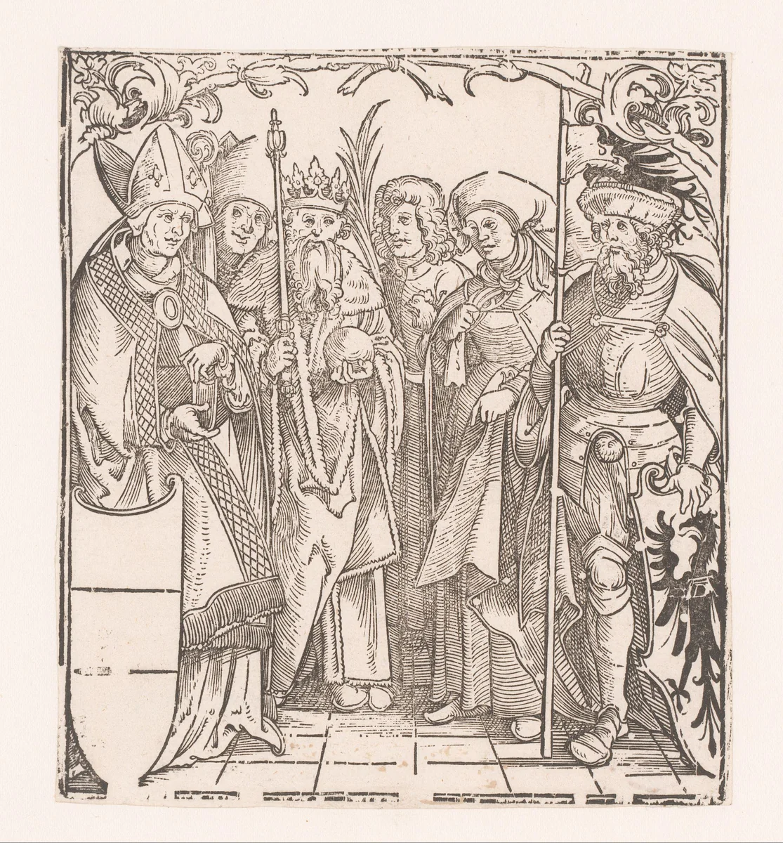 Zes beschermheiligen van Oostenrijk by anonymous, print, 1520