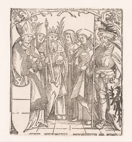 Zes beschermheiligen van Oostenrijk by anonymous, print, 1520