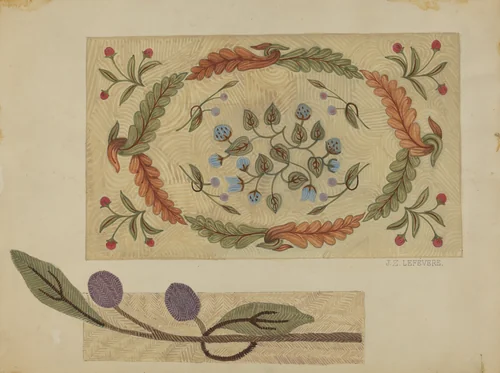 Embroidered Rug by Jules Lefevere, index of american design, 1935-1942