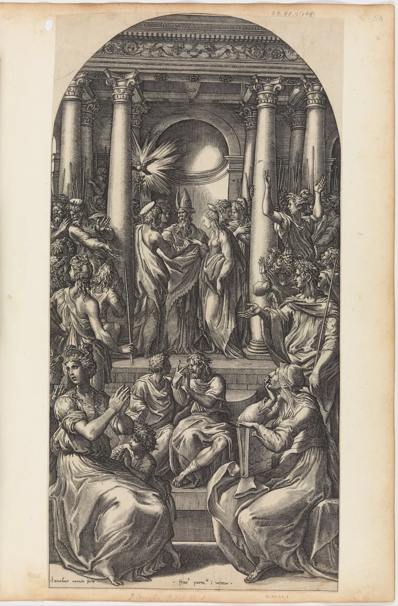 Marriage of the Virgin by Giovanni Jacopo Caraglio, print, 1520-1531