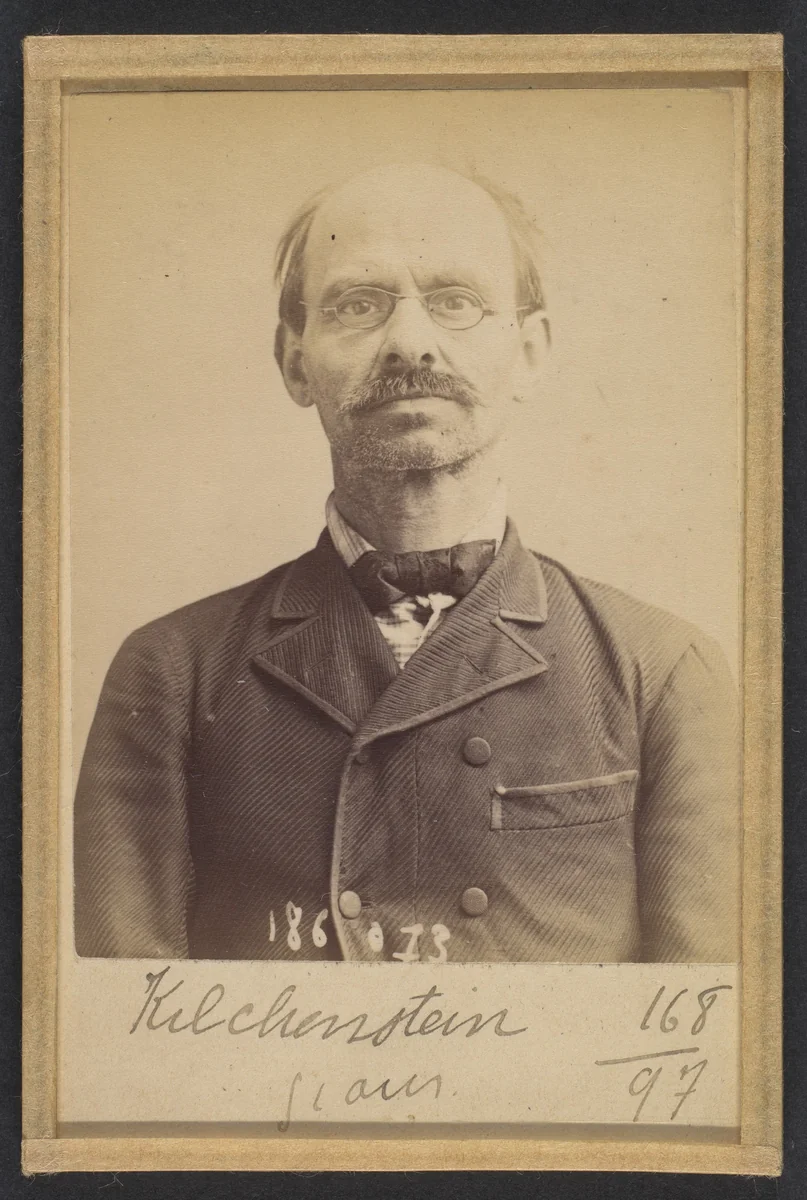 Kilchenstein. Dominique. 48 ans, né à Luneville (Meurthe & Moselle). Marchand au panier. Anarchiste. 23/4/92 by Alphonse Bertillon, photograph, 1892