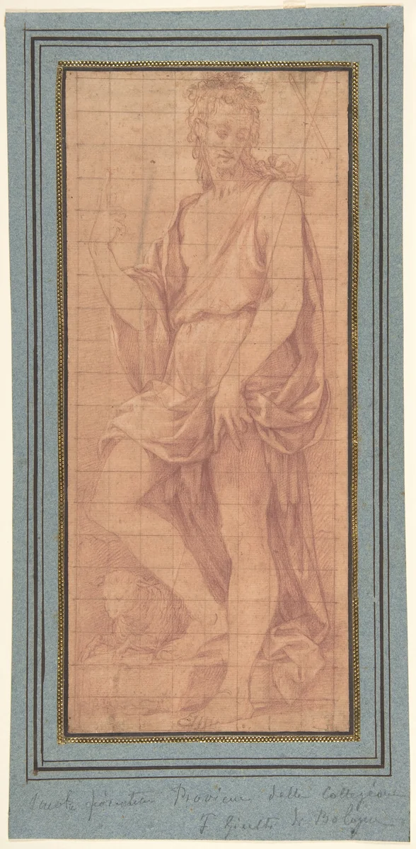 Standing Saint John the Baptist with The Lamb by Girolamo Macchietti, drawing, 1570-1581