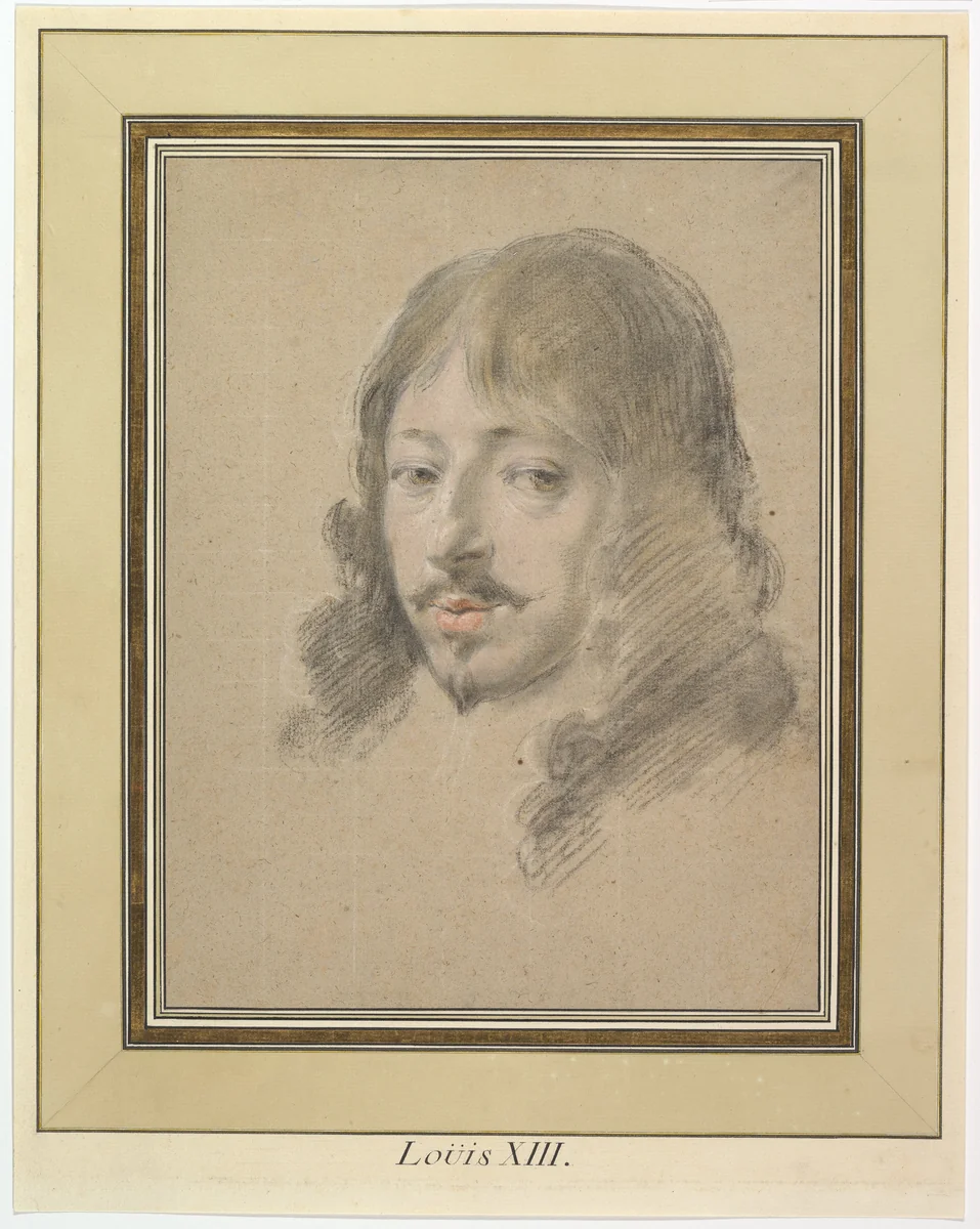 Portrait of Louis XIII by Simon Vouet, drawing, 1632-1635