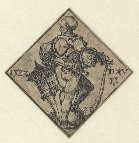 Soldaat met wapenschild by Unknown, print, 1522