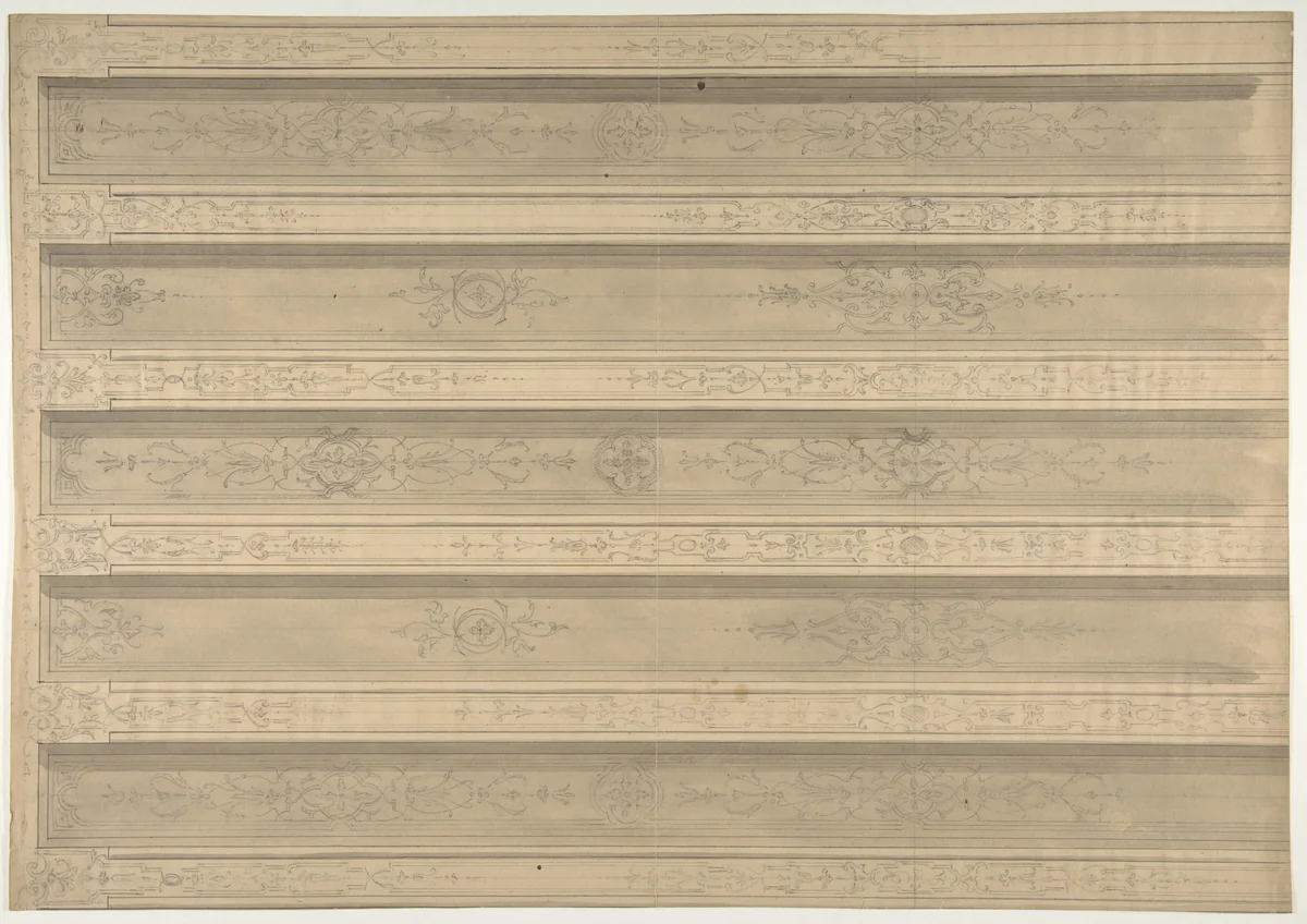 Design for Ceiling Decorations, Fontainebleau by Jules-Edmond-Charles Lachaise, drawing, 1850-1900