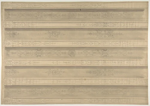 Design for Ceiling Decorations, Fontainebleau by Jules-Edmond-Charles Lachaise, drawing, 1850-1900