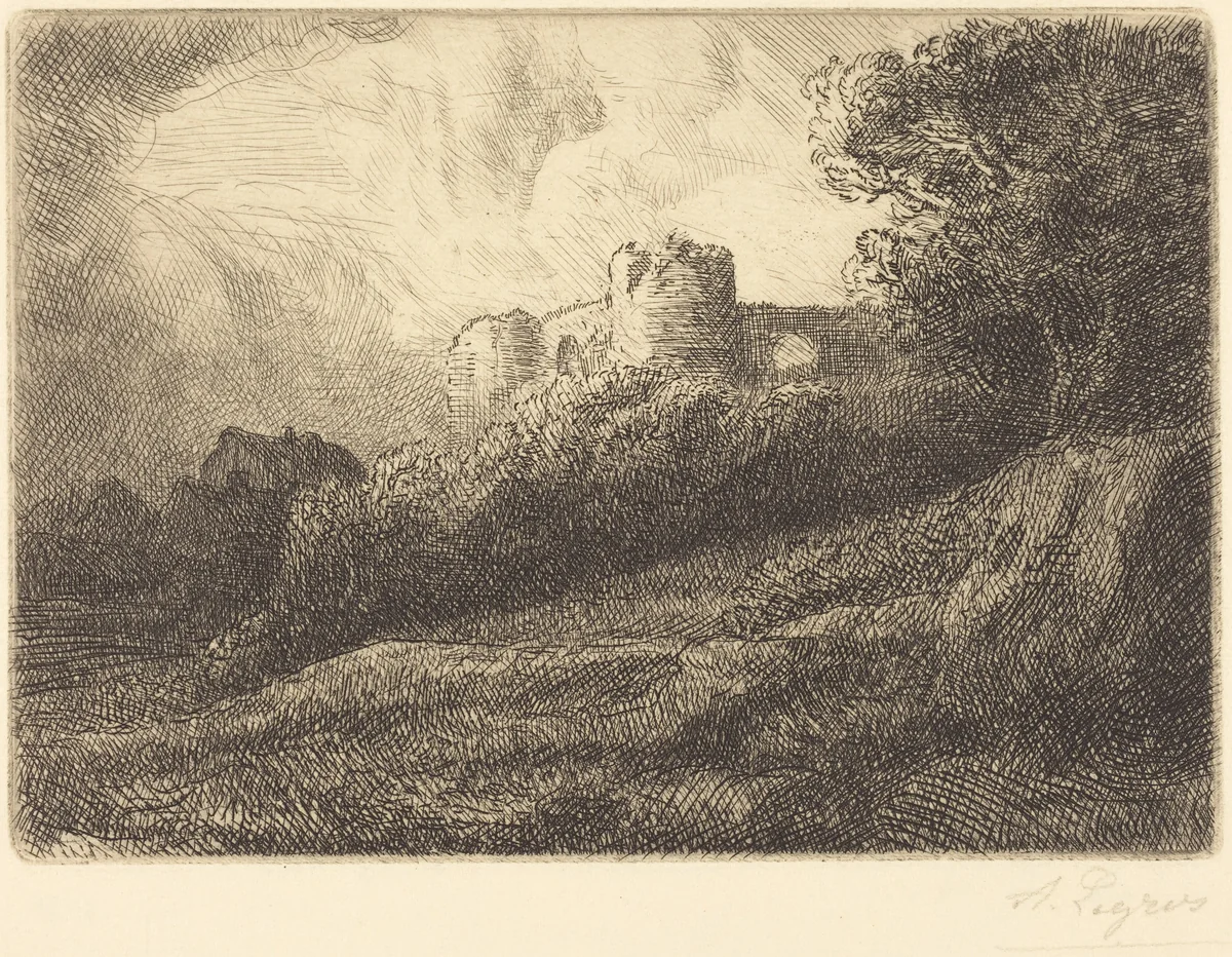 Landscape (Paysage) by Alphonse Legros, print, 1837-1911