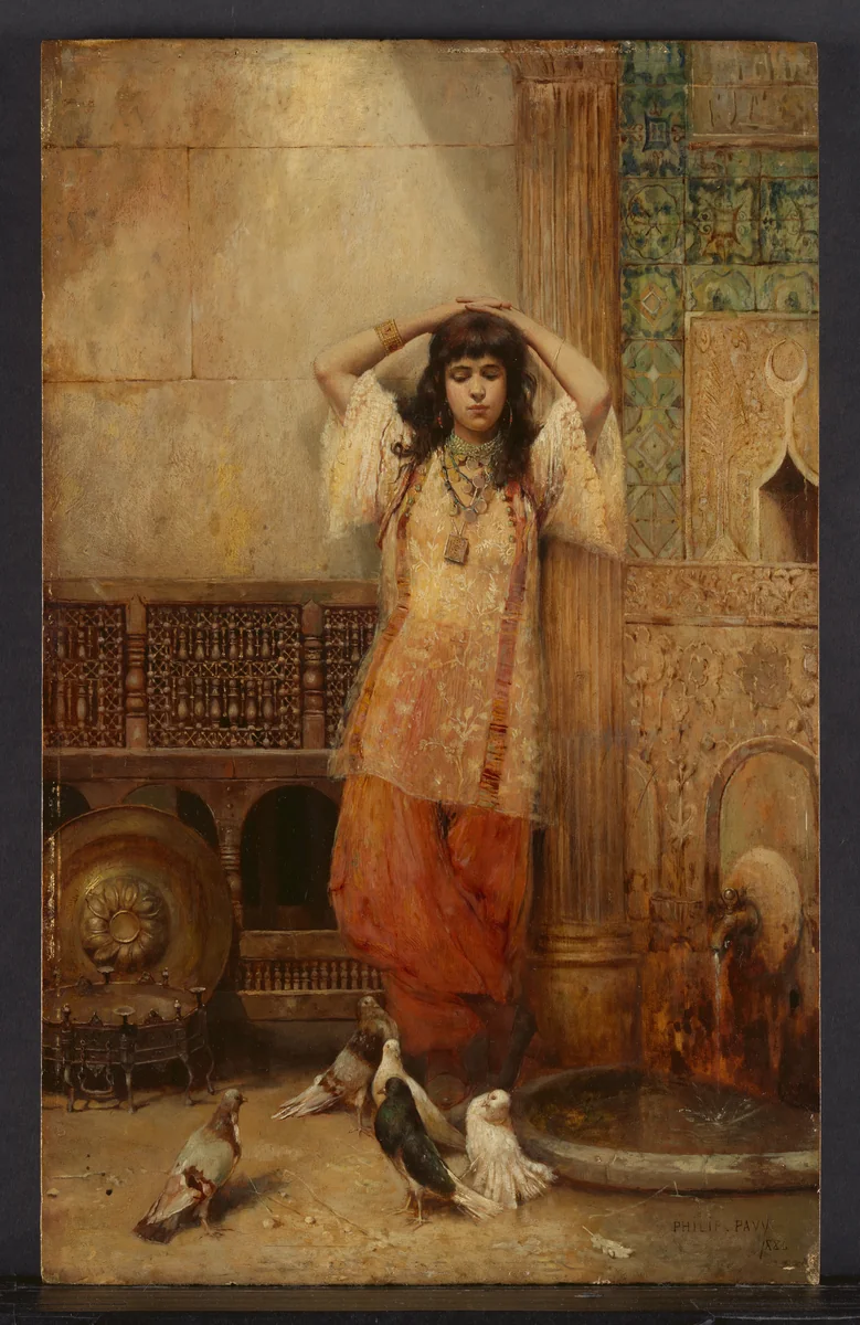 Girl in a Courtyard, Algiers (formerly Courtyard in Tangier) by Philippe Pavy, painting, 1886