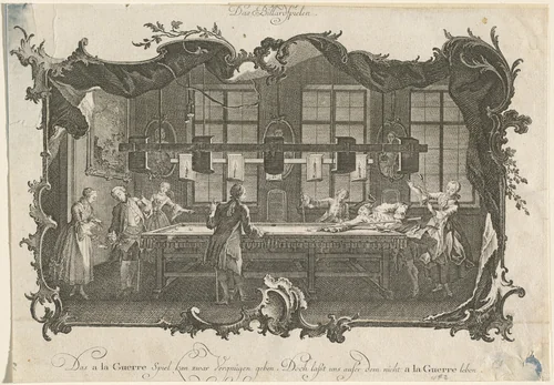 Das Billardspielen (Billiard Players) by Johann Esaias Nilson, print, 1756