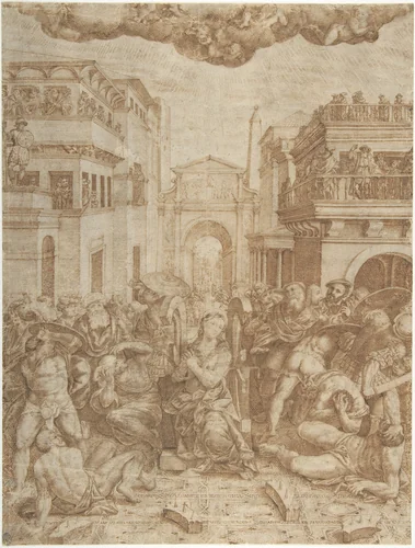 Martyrdom of Saint Catherine of Alexandria by Bernardino Lanino, drawing, 1512-1583