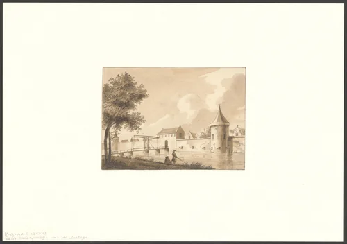 Gezicht op de Geldersekade en de Waterpoort by anonymous, drawing, 1600-1699