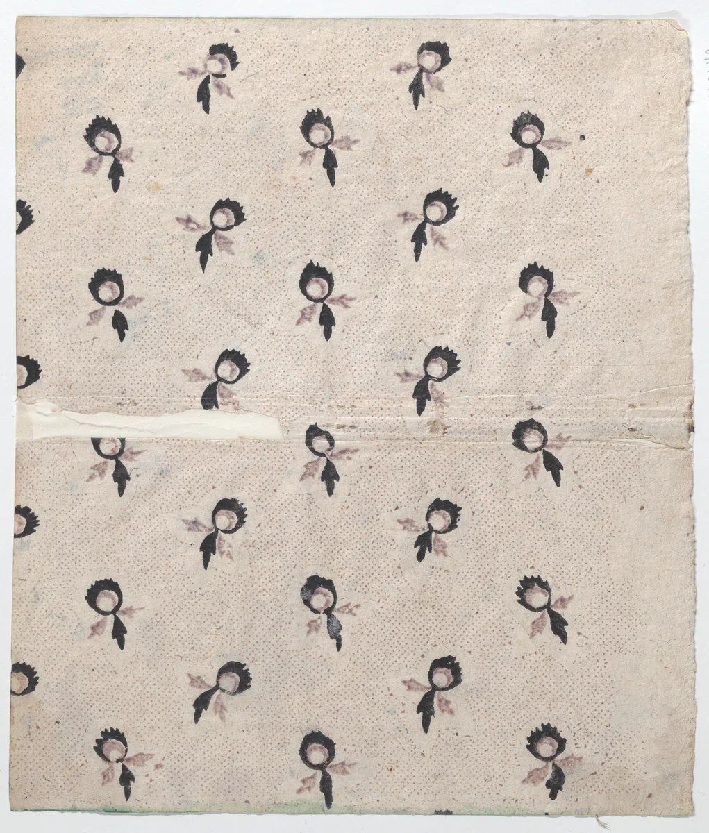 Sheet with overall dot and floral pattern by anonymous, print, 1775-1875