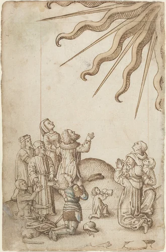 "Turn Your Body as You Worship" [fol. 37 verso] by French early 16th Century, drawing, 1512-1515