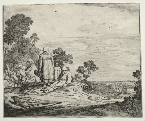 Landscape with Peasants by Pieter Molyn, print, 1626