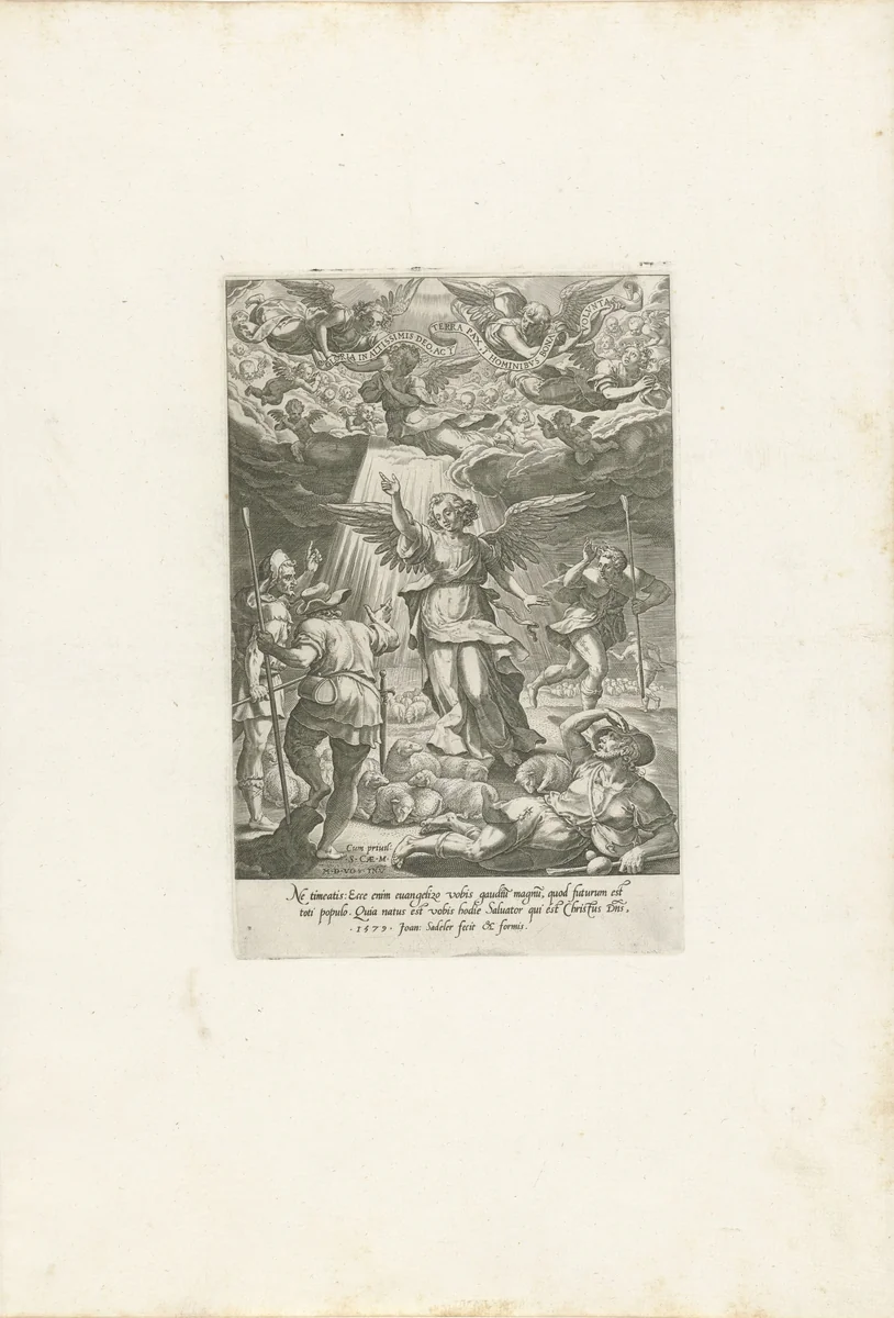 Verkondiging aan de herders by Unknown, print, 1579