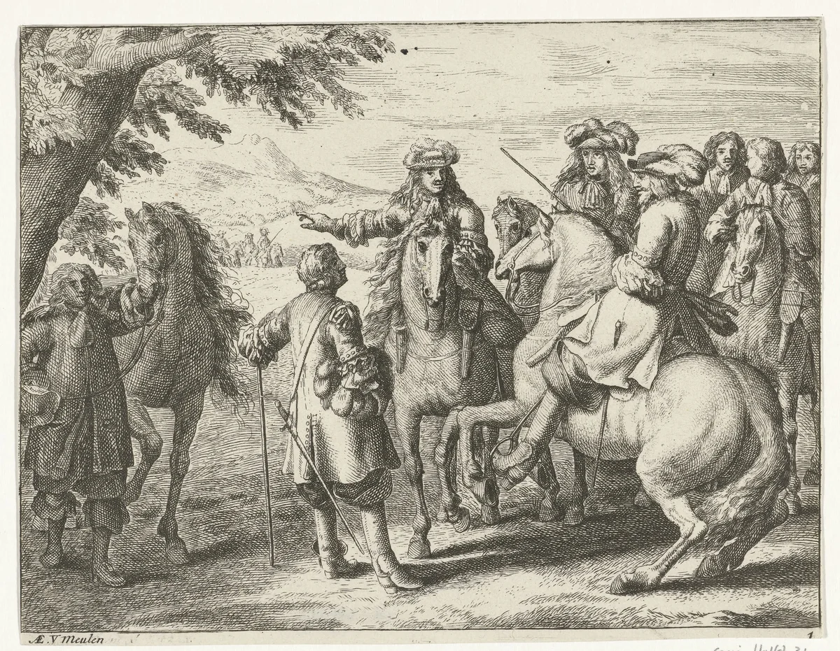 Aanvoerders te paard by anonymous, print, 1674-1733