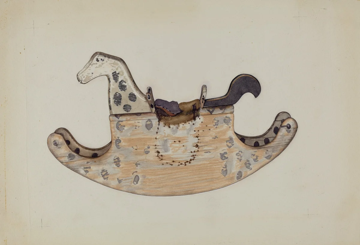 Wooden Rocking Horse by Laura Bilodeau, index of american design, 1937