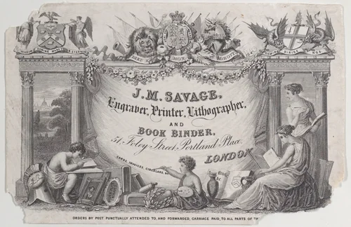 Trade Card for J.M. Savage, engraver, printer and lithographer by anonymous, print, 1800-1900