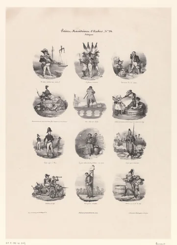 Twaalf karikaturen van politieke situaties by anonymous, print, 1832-1833