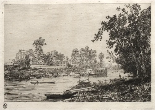 At Neuilly (Seine) by Maxime Lalanne, print, 1864