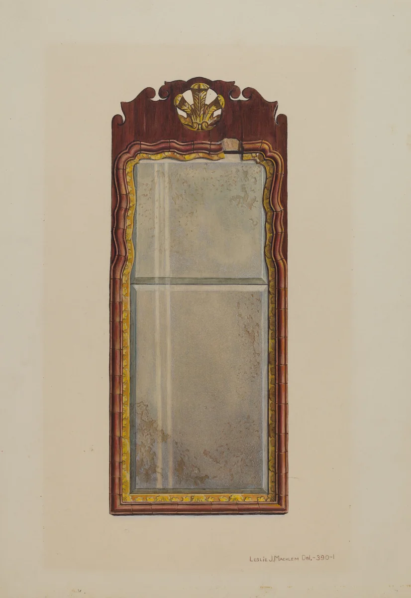 Queen Anne Mirror by Leslie Macklem, index of american design, 1939
