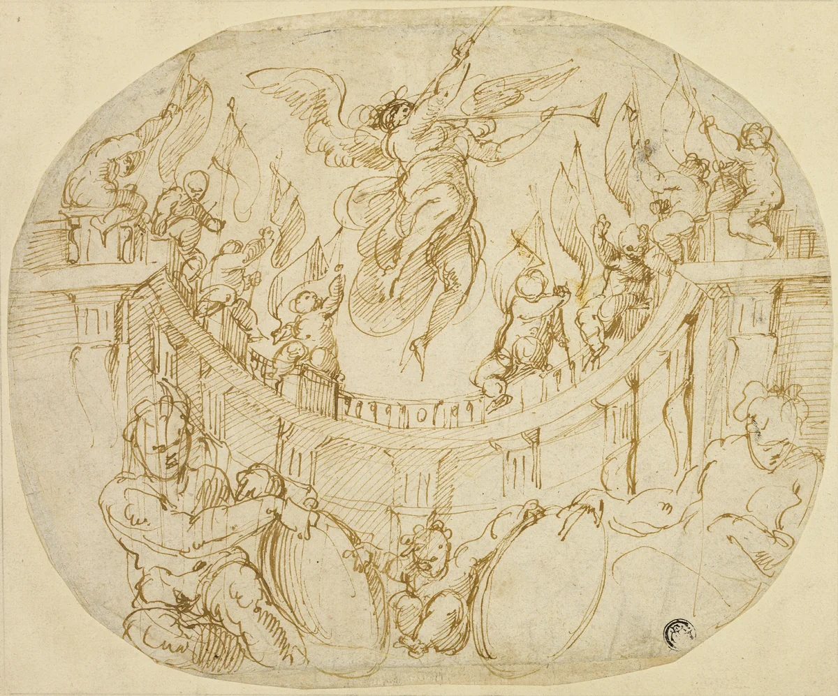 Study for Allegory of Two Quartieri of Florence by Giorgio Vasari, drawing, 1563-1565