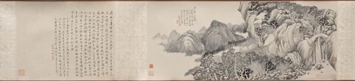 Dream Journey to Mt. Tiantai by Qian Du, painting, 1814