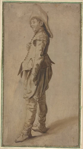 Study of a Standing Youth in a Hat by Dirck Hals, drawing, 1600-1656
