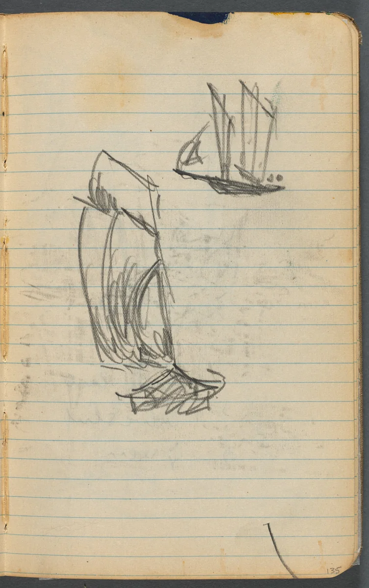 Sketchbook, page 135: Sailboats by Maurice Prendergast, book, 1905-1910