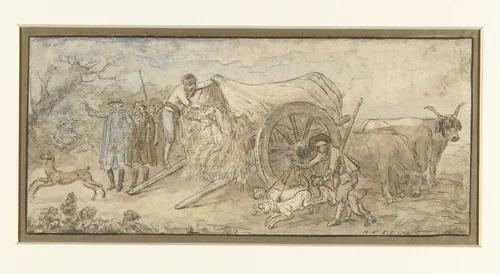 Huifkar in de Campagna by Hubert Robert, drawing, 1765