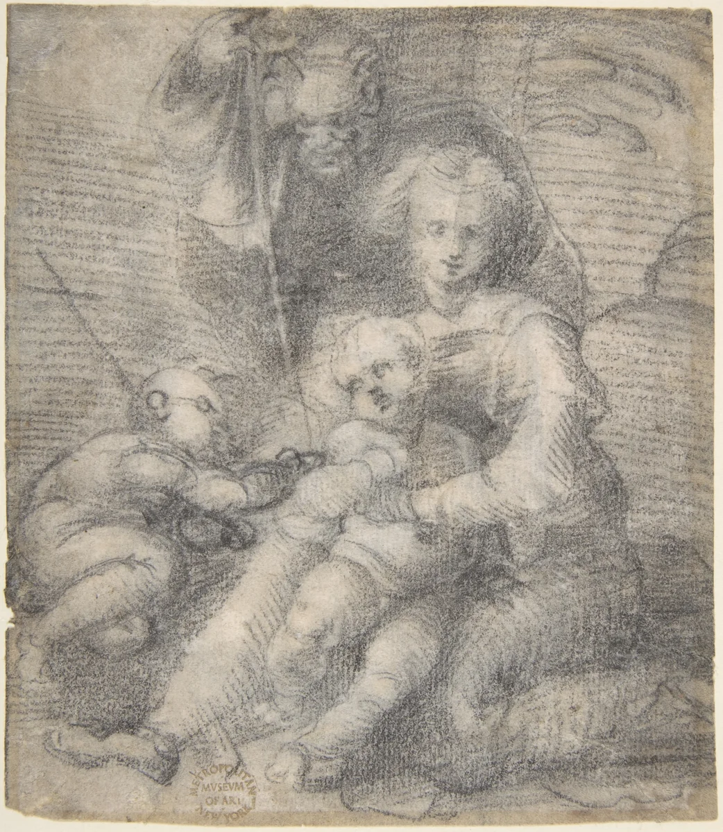 The Holy Family with Saint John the Baptist by Fra Bartolomeo, drawing, 1510-1520
