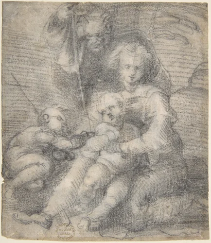 The Holy Family with Saint John the Baptist by Fra Bartolomeo, drawing, 1510-1520