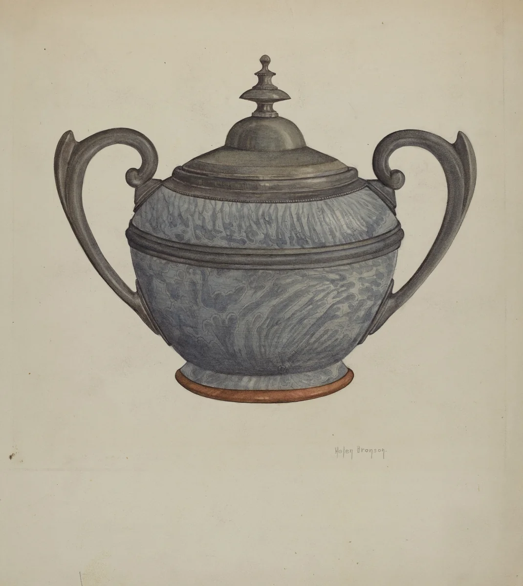 Pewter Sugar Bowl by Helen Bronson, index of american design, 1937