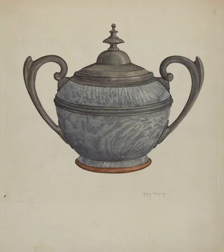Pewter Sugar Bowl by Helen Bronson, index of american design, 1937